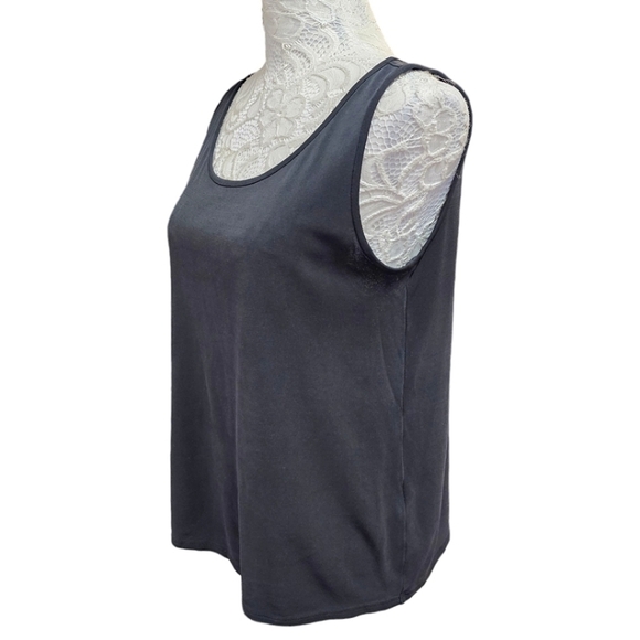 Eileen Fisher Black 100% Silk Georgette Top Capsule Wardrobe Classic Style M - Picture 3 of 10